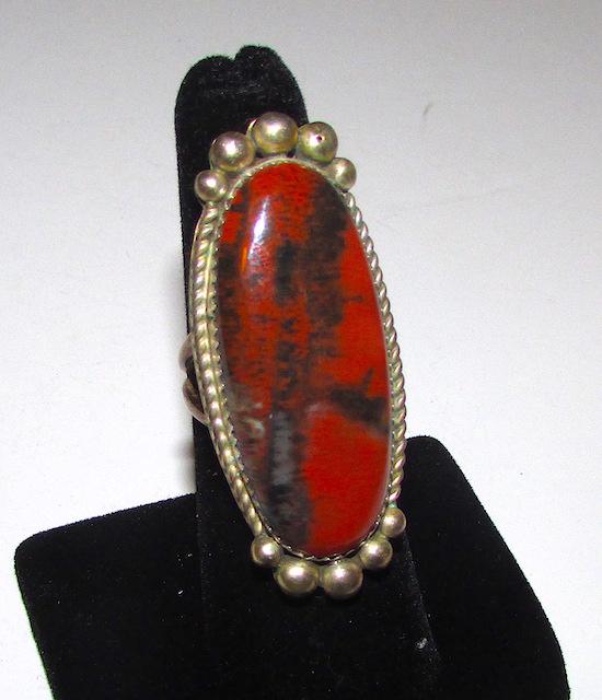 Vintage Navajo Sterling Petrified Wood Statement Ring (1 of 3)