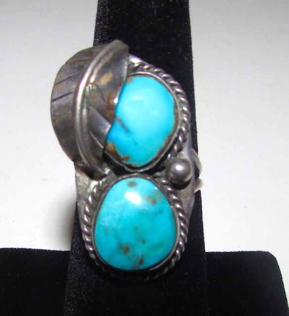 Old Pawn Navajo Sterling Turuqoise Ring Sz. 6.5 (1 of 3)