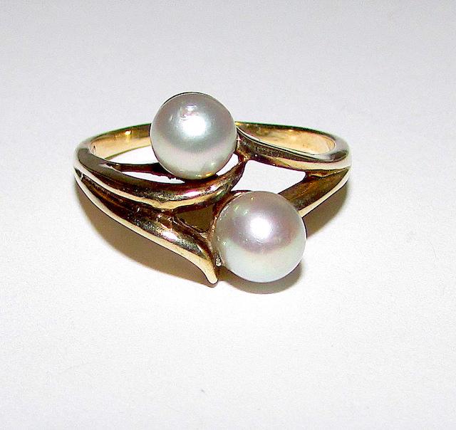 Art Noveau 14K Gold Pearl Ring Sz. 7.5 (1 of 3)