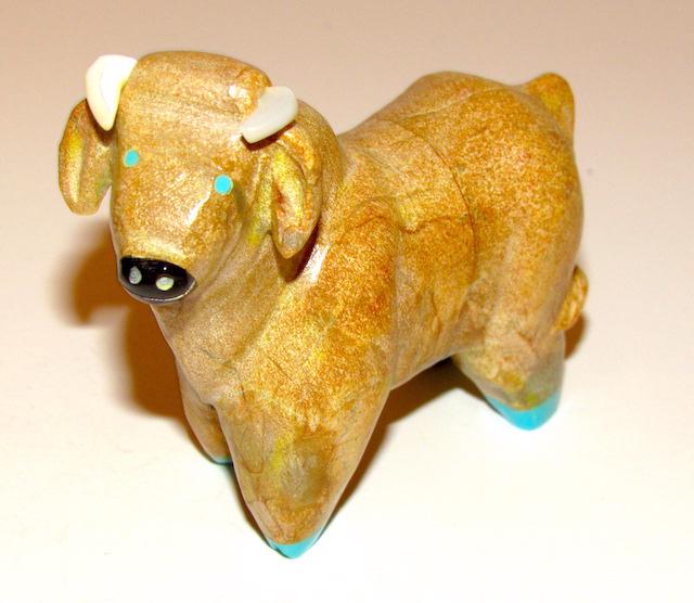 Zuni Travertine Turquoise Bull Fetish (1 of 3)