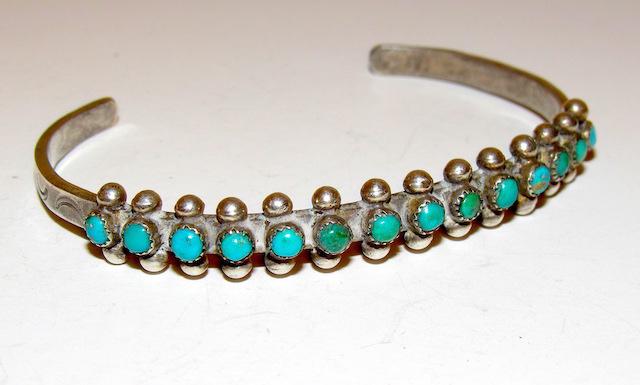 Vintage Zuni Snake Eye Sterling Turquoise Bracelet (1 of 3)