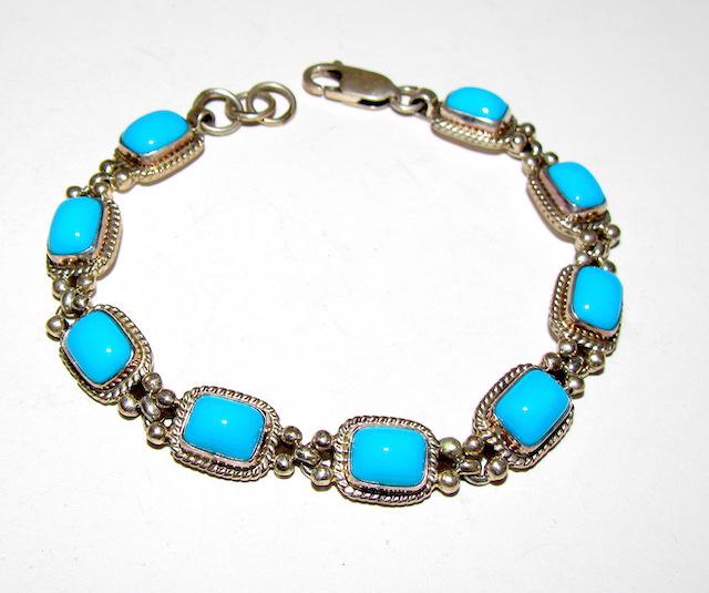 Navajo Sterling Turquoise Link Bracelet (1 of 3)