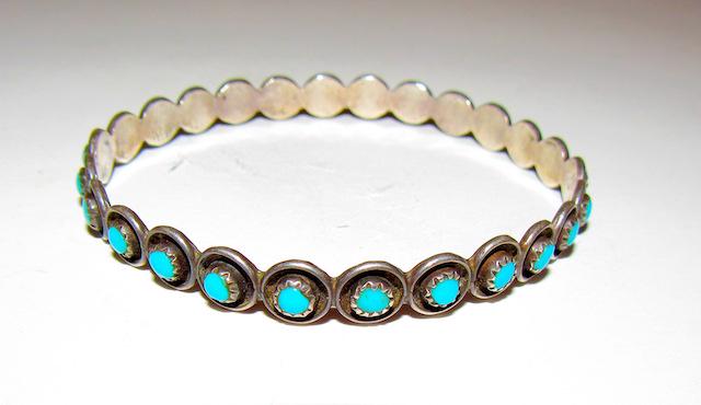 Vintage Zuni Sterling Turquoise Bangle Bracelet (1 of 3)