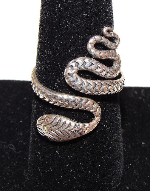 925 Sterling Silver Adjustable Snake Ring (1 of 3)
