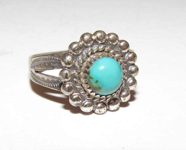 Native American Fred Harvey Era Sterling Turquoise Ring (1 of 3)