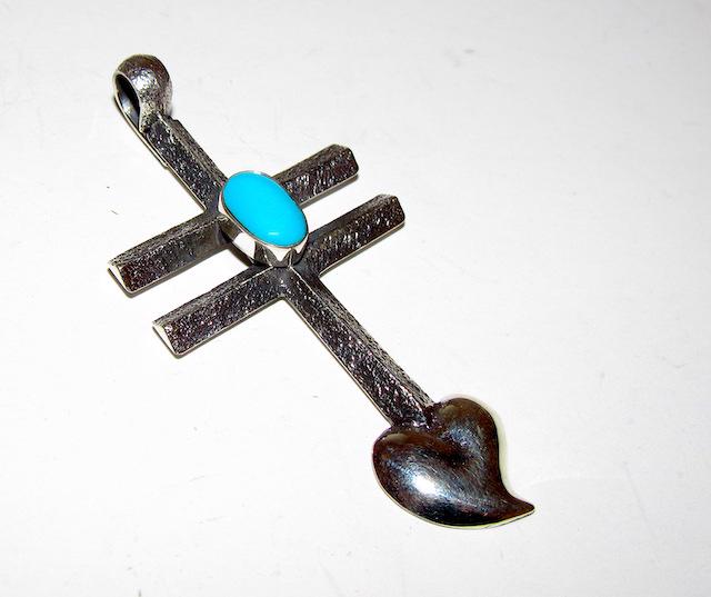Navajo Kevin Yazzie Sterling Turquoise Dragonfly Cross (1 of 3)