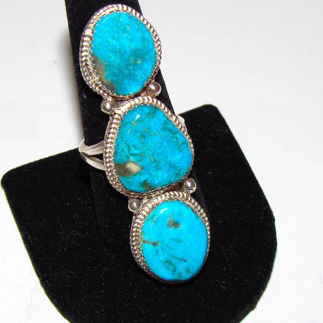Navajo Sterling Kingman Turquoise Ring  Size 9.5 (1 of 3)