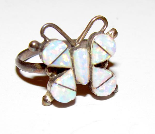 Zuni Sterling Opal Butterfly Ring Sz. 6.5 (1 of 3)