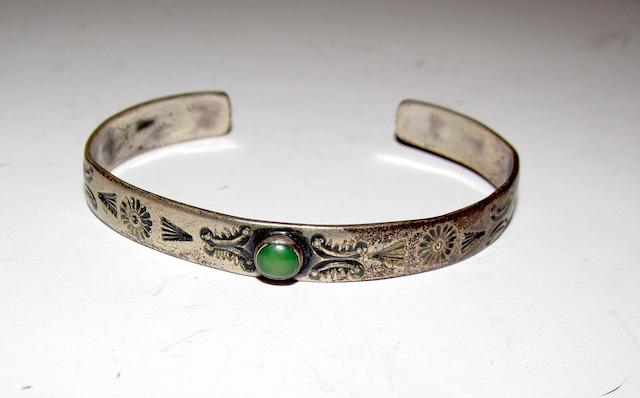 Native American Fred Harvey Era Sterling Turquoise Cuff (1 of 3)