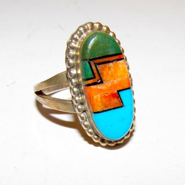 Navajo Lee McCray Inlay Ring Size 8. (1 of 3)