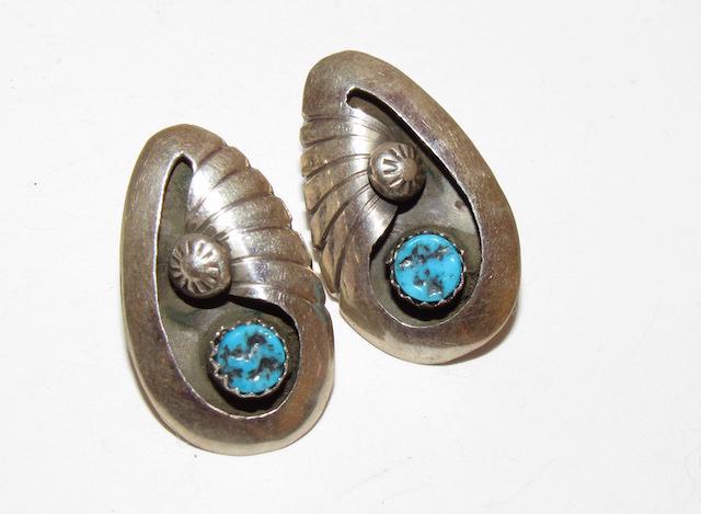 Navajo Sterling Turquoise Post Earrings (1 of 3)