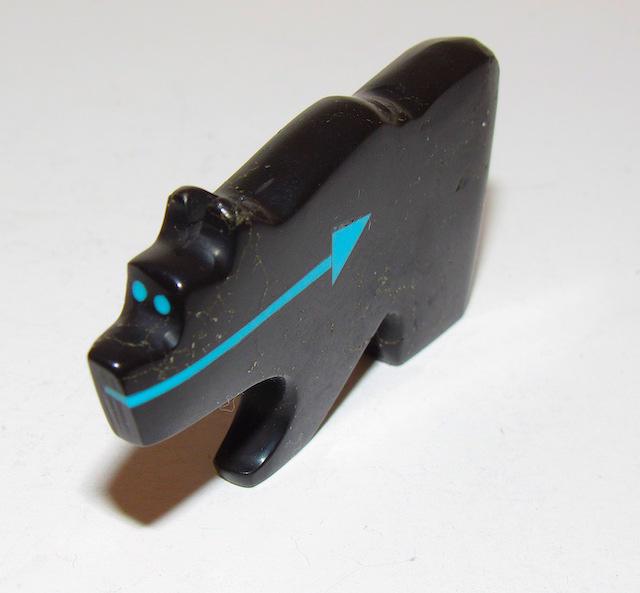 Zuni Onyx Turquoise Bear Fetish (1 of 3)