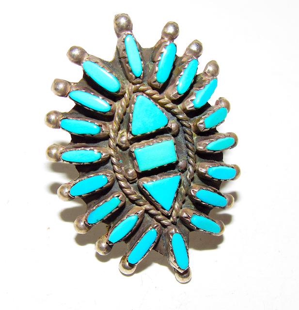 Old Pawn Zuni Sterling Turquoise Statement Ring (1 of 3)