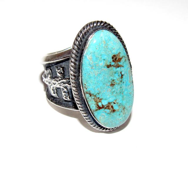 Navajo Kevin Yazzie Sterling Kingman Turquoise Ring (1 of 3)