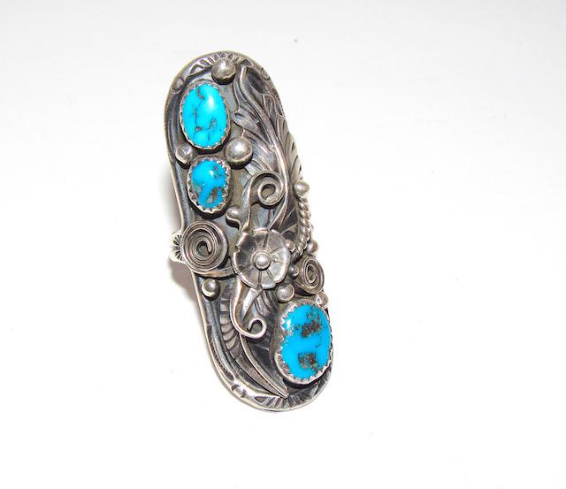 Navajo Sterling Kingman Turquoise Statement Ring Size (1 of 3)