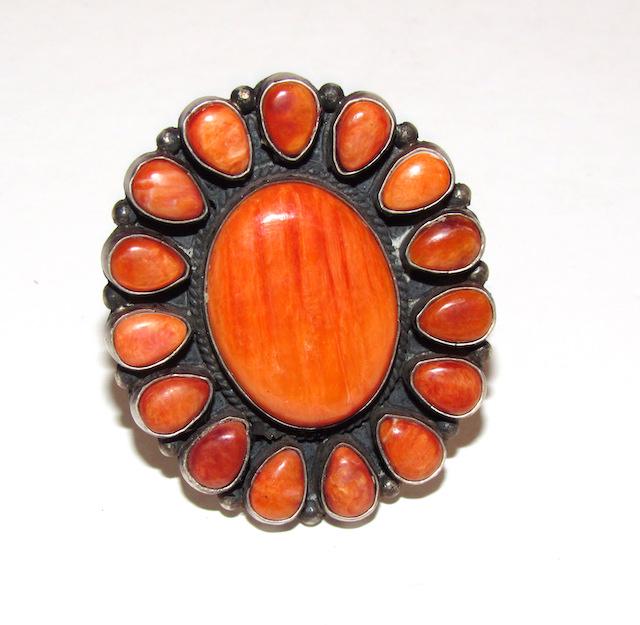 Navajo Dean Brown Sterling Spiny Oyster Statement Ring (1 of 3)