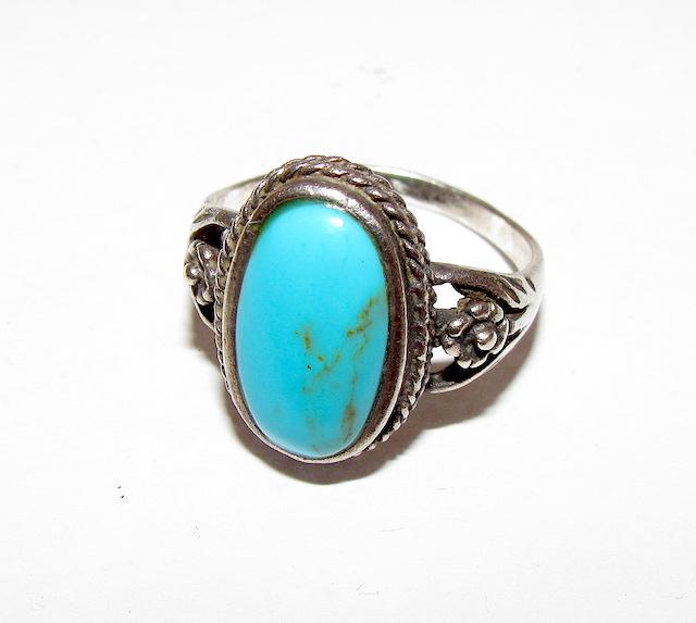 Vintage 925 Turquoise Ring Sz. 8: Vintage 925 Turquoise Ring Sz. 8