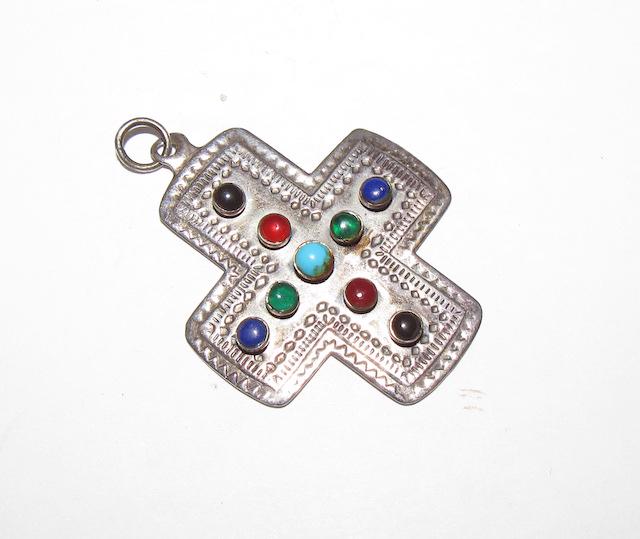 925 Taxco Mexico Gemstone Cross Pendant (1 of 3)