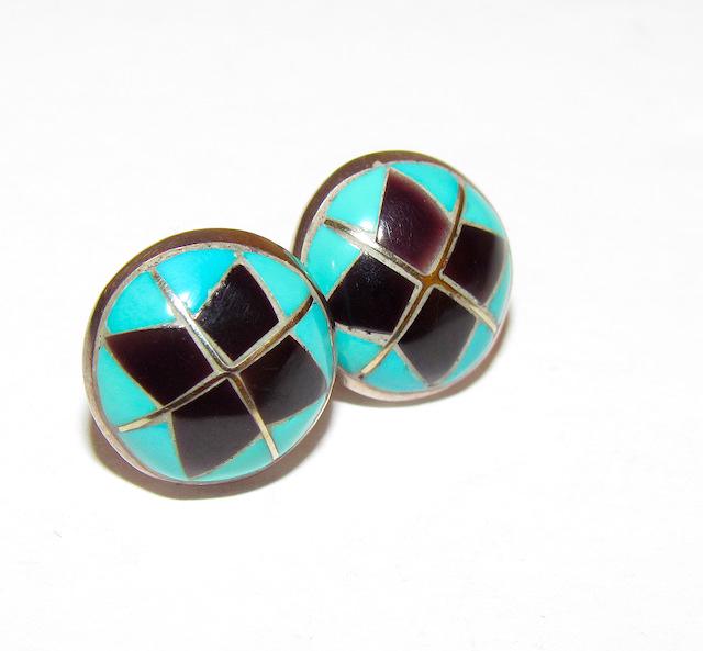 Old Pawn Zuni Inlay Post Earrings (1 of 3)