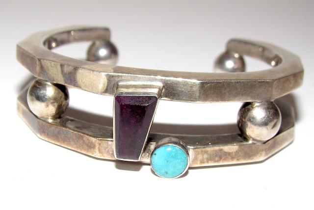Navajo Nusie Belon Sterling Modernist Bracelet (1 of 3)