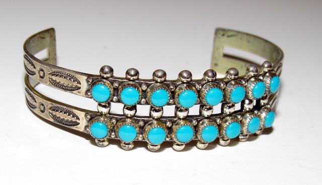 Old Pawn Zuni Sterling Snake Eye Cuff Bracelet (1 of 3)
