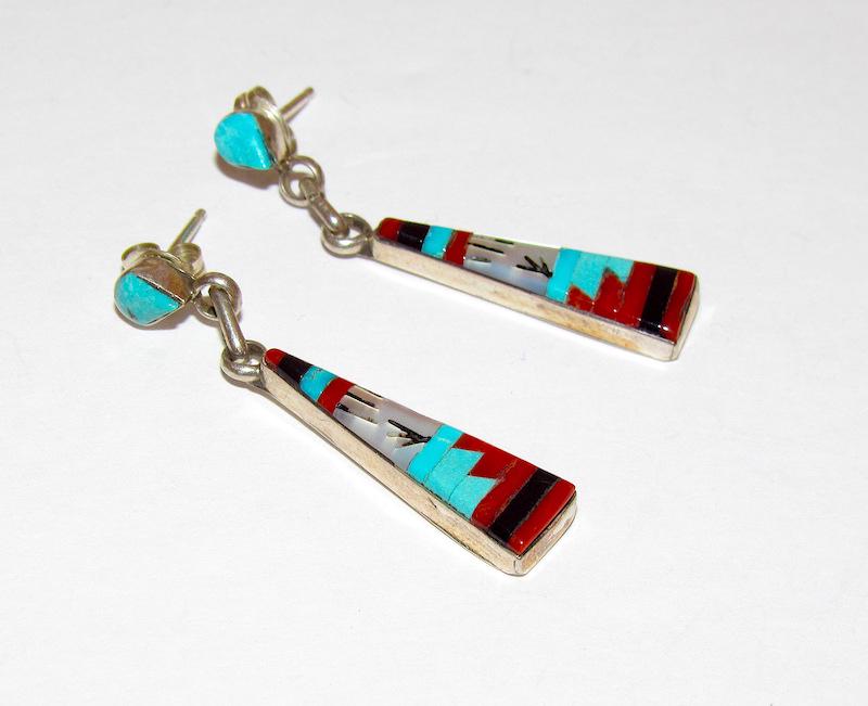 Vintage Zuni Inlay Statement Earrings (1 of 3)