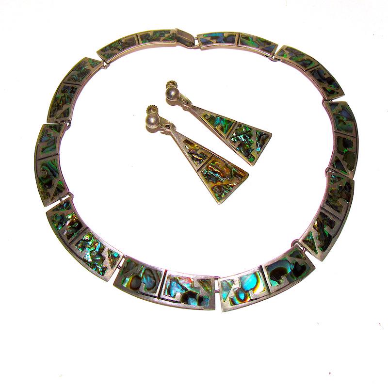 Pre-Eagle Vintage 925 Taxco Mexico Abalone Necklace and (1 of 3)