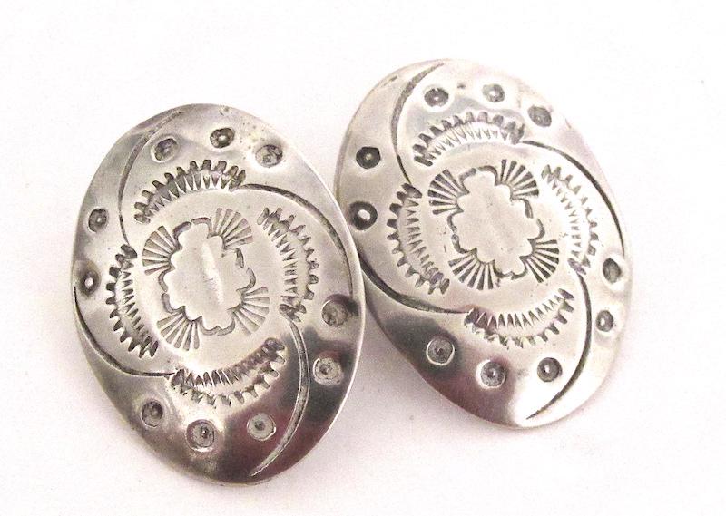 Navajo Sterling Concho Post Earrings (1 of 3)