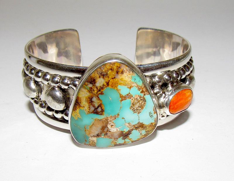 Navajo Adam Fierro Sterling Royston Spiny Oyster Cuff (1 of 3)