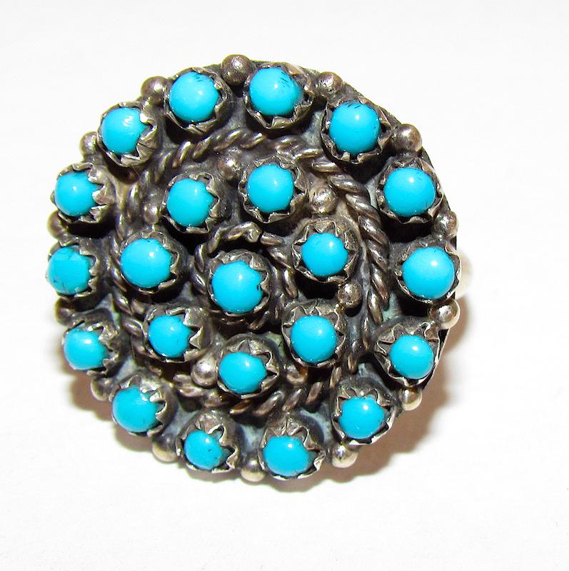 Zuni Sterling Snake Eye Turquoise Ring Sz. 6 (1 of 3)
