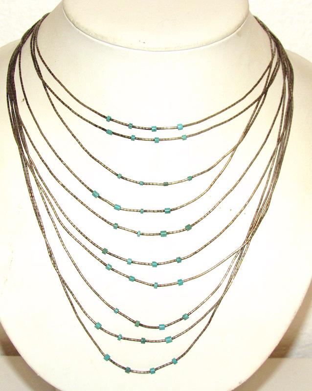 Zuni Liquid Silve Turquoise Necklace (1 of 3)