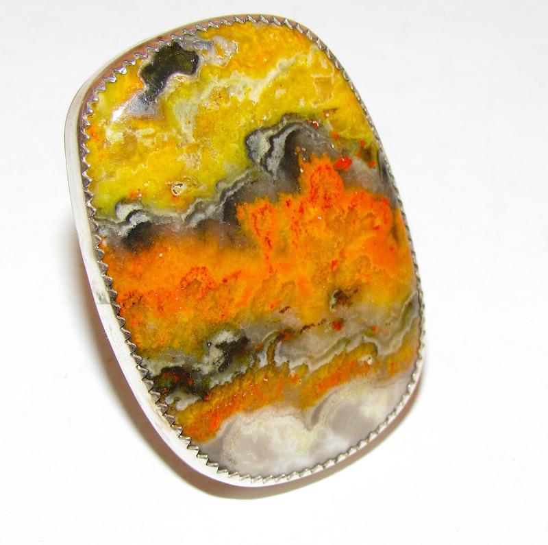 Native American Sterling Bumblebee Jasper Ring Sz. 7.5 (1 of 3)