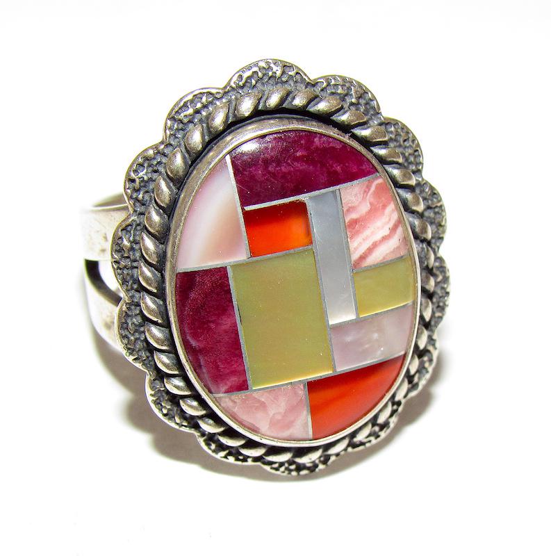 Relios Carolyn Pollack Inlay Ring Sz. 7: Relios Carolyn Pollack Inlay Ring Sz. 7. 1" on the front. Singed, marked, tested.
