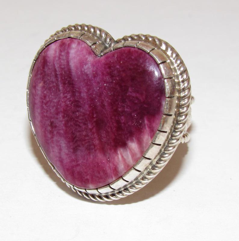 Navajo Chris Etsitty Sterling Purple Spiny Heart Ring (1 of 3)