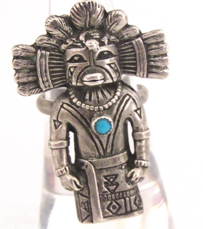 Native Sterling Turquoise Kachina Ring Sz. 6 (1 of 3)