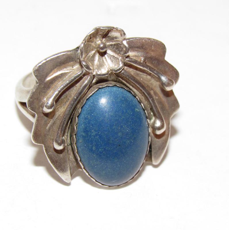 Old Pawn Navajo Sterling Lapis Ring Sz. 6 (1 of 3)