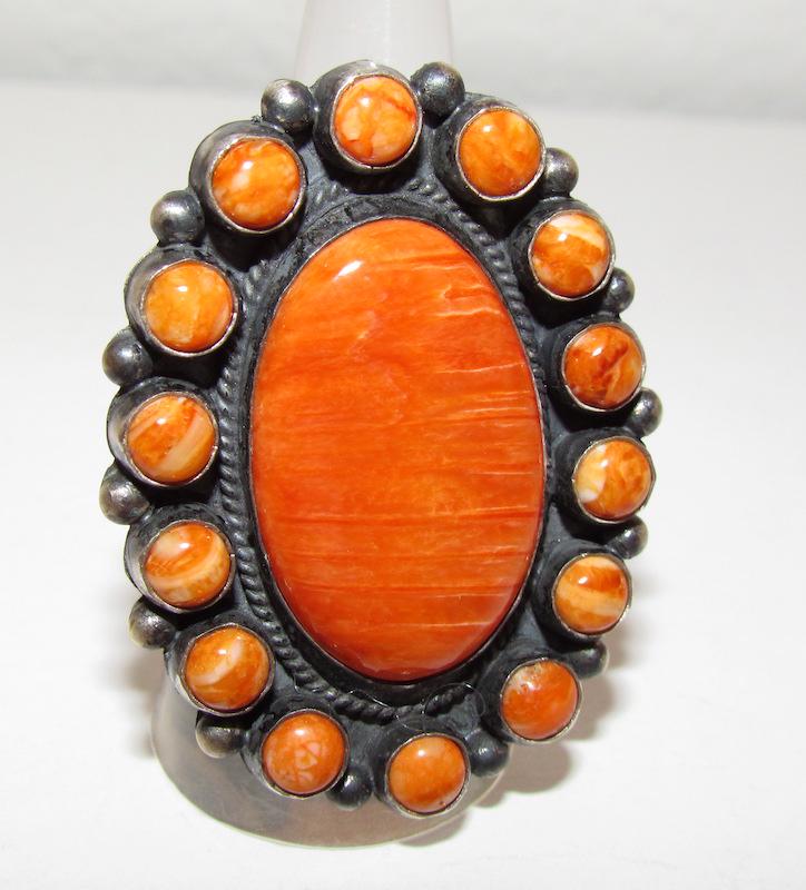 Navajo Dean Brown Steling Spiny Oyster Cluster Ring Sz. (1 of 3)
