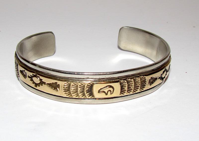 Navajo Thomas Fransisco Silver 12k Gold Bracelet (1 of 3)