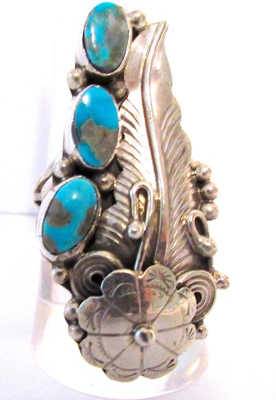 Navajo Yazzie Sterling Turquoise Ring Sz. 8 (1 of 3)