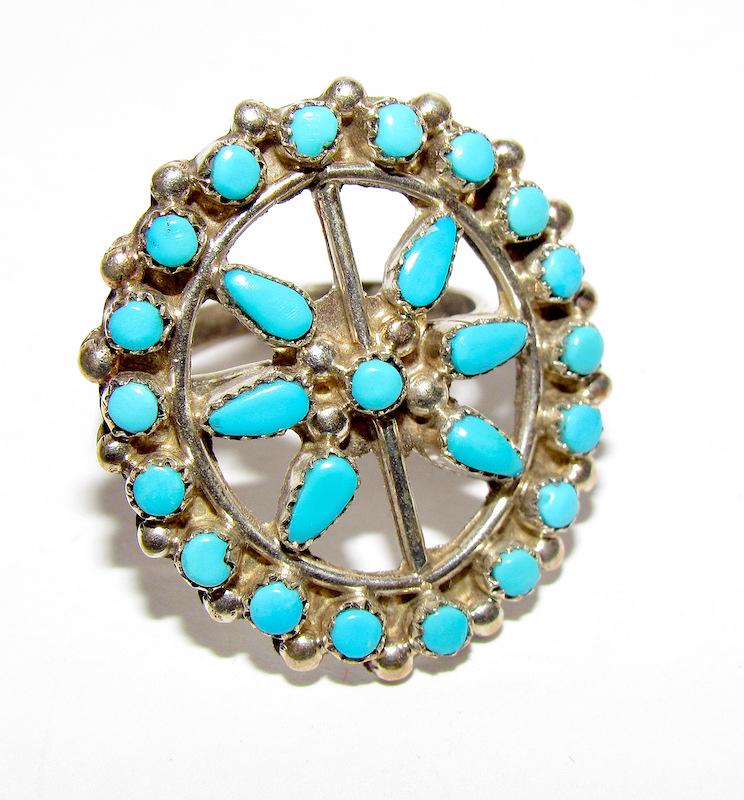 Zuni Sterling Turquoise Ring Sz. 7 (1 of 3)