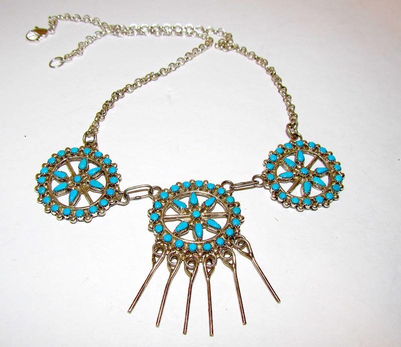Zuni Sterling Turquoise Necklace (1 of 3)