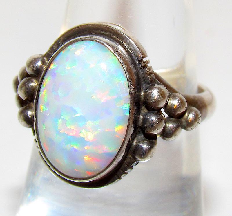 Vintage Navajo Sterling Opal Ring Sz. 6.5 (1 of 3)