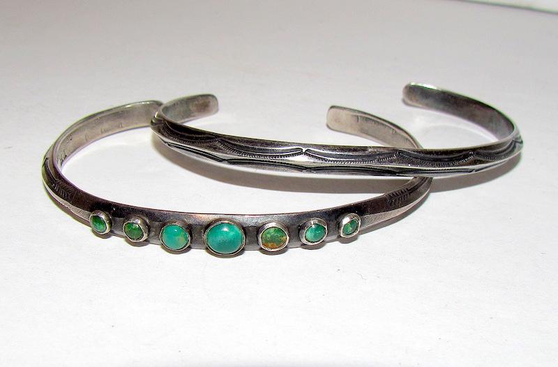 Native American Fred Harvey Era Coin Silver Bracelets (1 of 3)