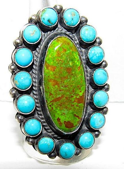 Navajo Cluster Ring Size 8.5 Sonoran Gold & Kingman (1 of 3)