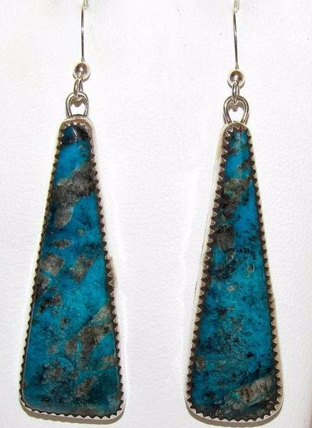 Navajo Adam Fierro Blue Diamond Turquoise Slab Earrings (1 of 2)