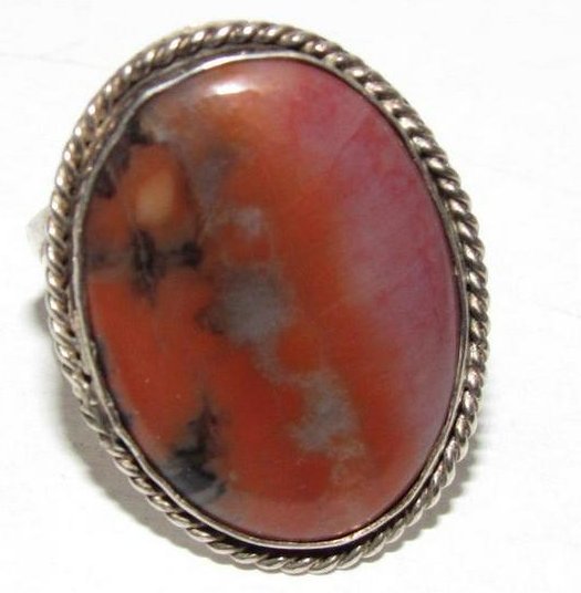 Navajo Petrified Wood Ring Size 7.5 Old Pawn Sterling (1 of 3)