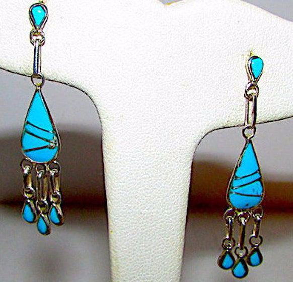 Vintage Native American Zuni Sterling Silver Turquoise (1 of 2)