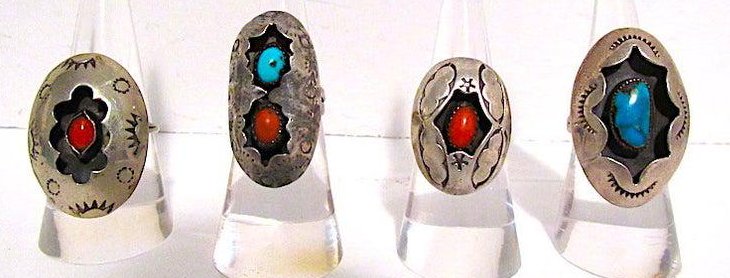 Lot of Vintage Navajo Rings Shadowbox Design (1 of 2)