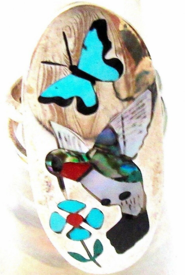 Zuni Quentin Quam Sr. Sterling Silver Inlay Hummingbird (1 of 4)