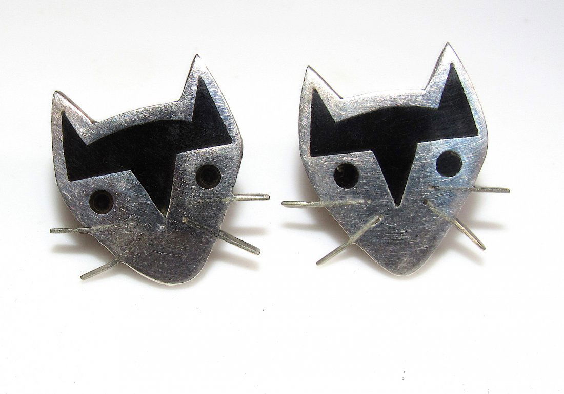 Taxco Mexico 925 Cats Post Earrings (1 of 2)